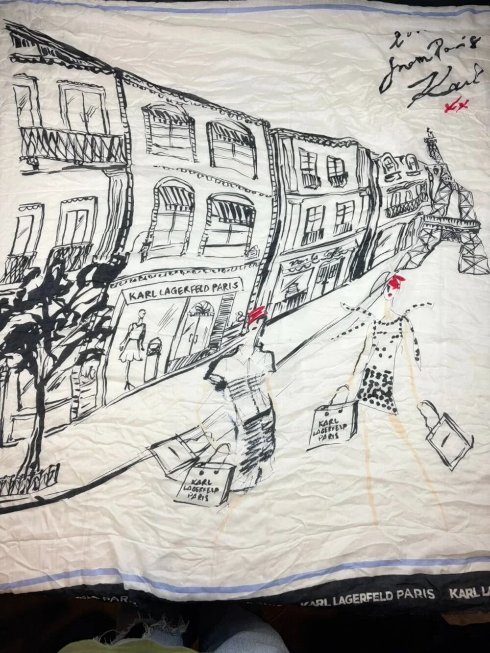 Karl Lagerfeld Paris Theme Silk Blend Square Scarf 54